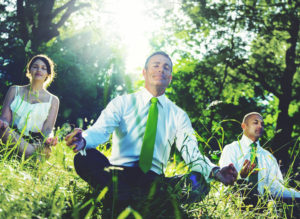 Meditation. Business People Meditating Nature Relaxation Concept